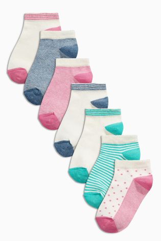 Multi Bright Stripe And Spot Trainer Socks Seven Pack (Older Girls)